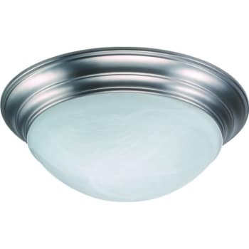Seasons® 14 in. 2-Light Incandescent Flush Mount Light w/ Alabaster Glass (Satin Nickel)