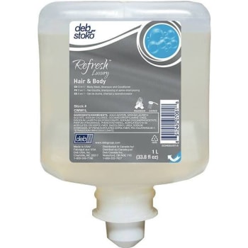 Deb 1 L. Refresh Luxury 3-In-1 Hair And Body Wash Shampoo/Conditioner Cartridge