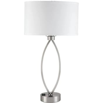 Image for Startex Industries 1 Light Round Brush Nickel Shade Table Lamp (2-Case) from HD Supply