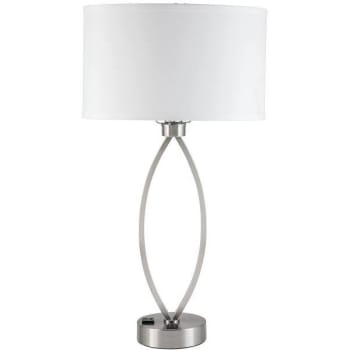 Startex Industries 1 Light Round Brush Nickel Shade Table Lamp (2-Case)