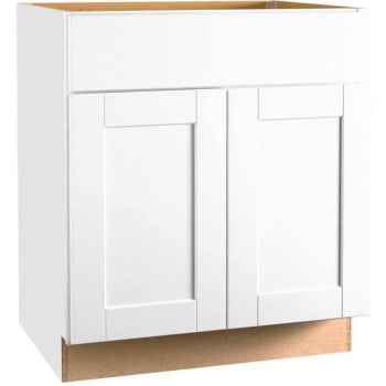 Image for Hampton Bay Shaker 30 X 34.5 X 21 In Bath Vanity Base Cabinet, Satin White from HD Supply