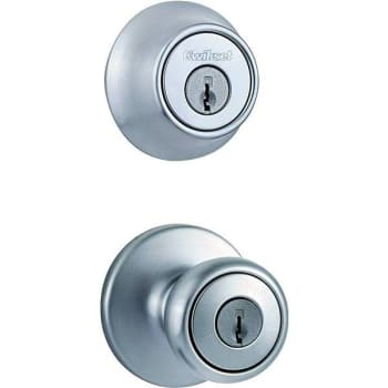 Image for Kwikset Tylo Exterior Entry Door Knob And Single Cylinder Deadbolt (Satin Chrome) (4-Pack) from HD Supply
