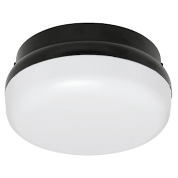 10 In 15 Watt Outdoor Led Polycarbonate Flush-Mount Ceiling Light (Black)