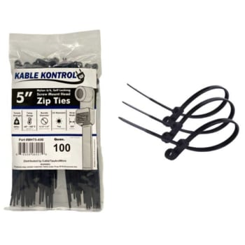 Image for Commercial Electric 8 in. 50 Lb. UV Black Mounted Head Cable Tie (25-Pack) from HD Supply