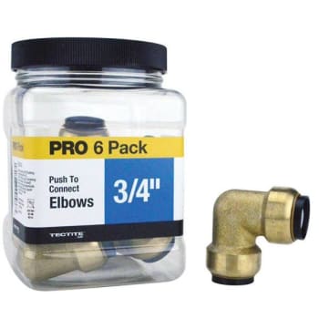 Image for Tectite 3/4 In. Brass Push-To-Connect 90-Degree Elbow Pro Pack (6-Pack) from HD Supply