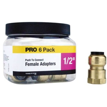 Image for Tectite 1/2 In. Brass Push-To-Connect Female Pipe Thread Adapter PRO Pack (6-Pack) from HD Supply