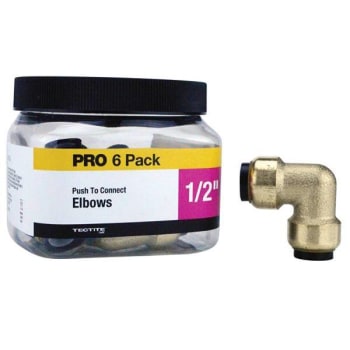 Image for Tectite 1/2 In. Brass Push-To-Connect 90-Degree Elbow Pro Pack (6-Pack) from HD Supply
