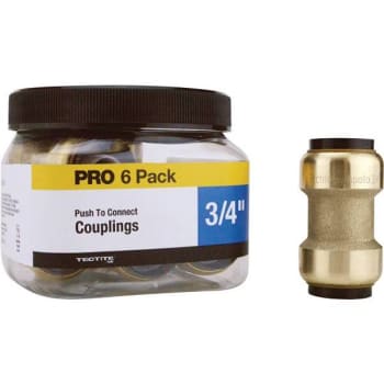 Tectite 3/4 In. Brass Push-To-Connect Coupling Pro Pack (6-Pack)