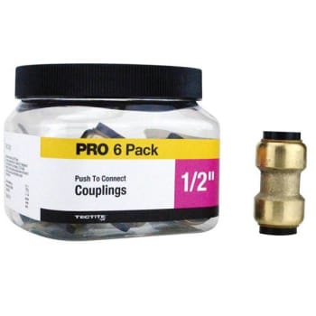 Tectite 1/2 In. Brass Push-To-Connect Coupling Pro Pack (6-Pack)