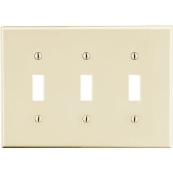 Image for Hubbell 3-Gang Standard Polycarbonate Toggle Wall Plate (Ivory) from HD Supply