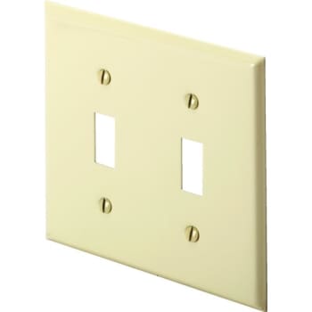 Image for Hubbell 2-Gang Polycarbonate Toggle Wall Plate (25-Pack) (Ivory) from HD Supply