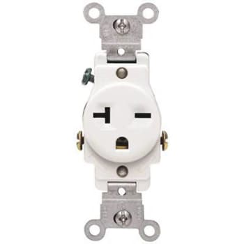 Image for Leviton 20a 250v Nema 6-20r 2-Pole Commercial-Grade Single Straight Blade Receptacle (White) from HD Supply