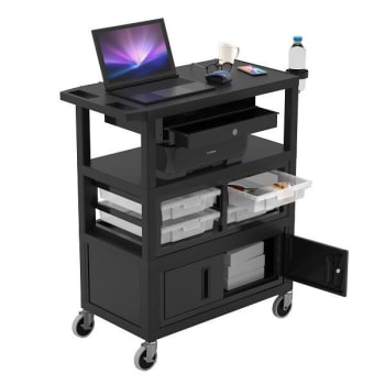 Image for Luxor Deluxe Teacher Cart With Locking Cabinet And Keyboard Tray, 32" X 18" from HD Supply