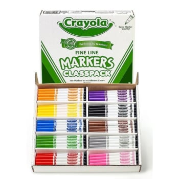 Image for Crayola® 10-Assorted Color Fine Point Non-Washable Classpack Markers, Box Of 200 from HD Supply