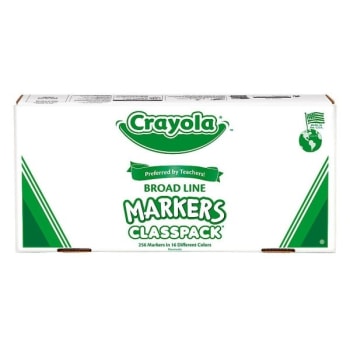 Image for Crayola® 16-Colors Conical Tip Non-Washable Classpack Markers, Box Of 256 from HD Supply