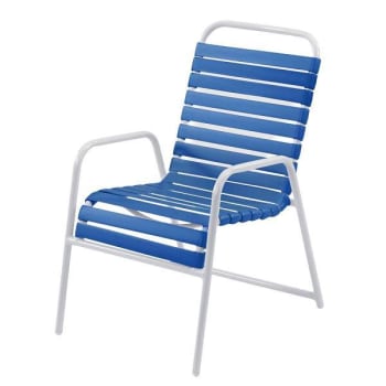 Image for Windward Design Group Windward Design Group White Frame Stack Dining Chair Royal Blue Vinyl Strap Min Qty 8 from HD Supply