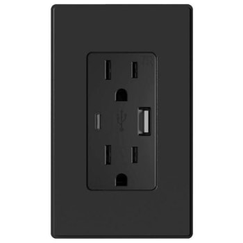Maintenance Warehouse 15 Amp Duplex Receptacle With 1 Type A & 1 Type C USB Ports, Tamper Resistant, 4.2a, Black