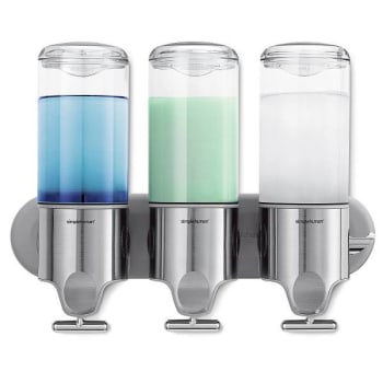 Image for Simplehuman Triple Wall Mount Shower Pump 3x15 Fl.oz Shampoo/soap Dispensers Ss from HD Supply