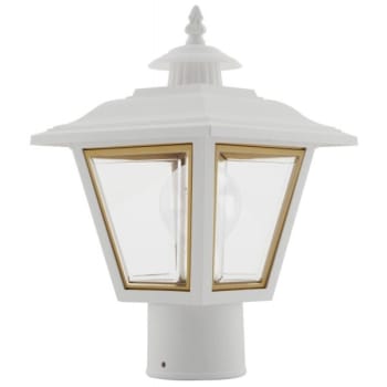 SATCO® Nuvo White One-Light 13 Post Coach Lantern, Brass Trimmed Acrylic Panels