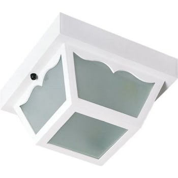 SATCO® Nuvo White One-Light 8 Carport Flush Mount With Frosted Acrylic Panels