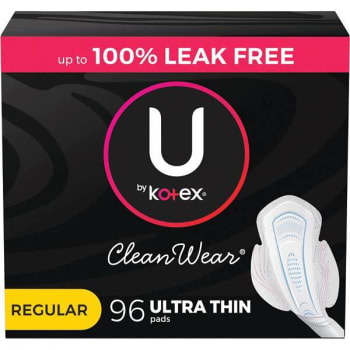 U By Kotex Cleanwear Regular Absorbency Ultra-Thin Feminine Pads W/ Wings (6-Case)