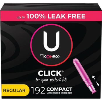 U By Kotex Click Compact Unscented Regular Tampons (6-Case)