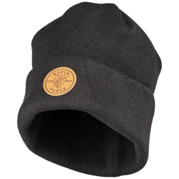 Image for Klein Tools Heavy Knit Hat, Black, Leather Logo from HD Supply