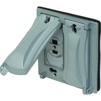 Image for TAYMAC 2-Gang Flip Vertical/Horizontal 2-Device Weatherproof Cover (Gray) from HD Supply