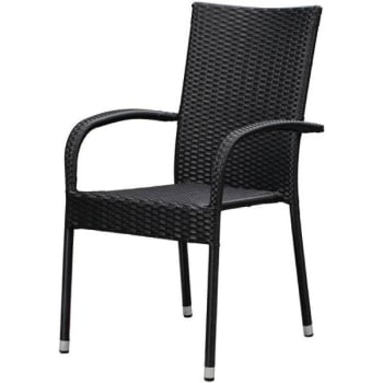 Image for Patio Sense Morgan Stacking Resin Wicker Outdoor Dining Chair "Black from HD Supply