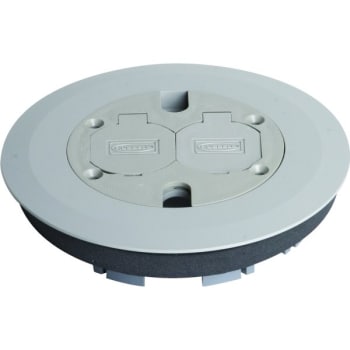 Image for Hubbell Round Non-Metallic Floor Box Cover Kit W/ 2-Lift Lid (Gray) from HD Supply