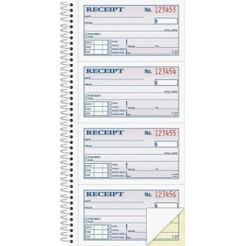 Adams 2-3/4 In. X 5-1/4 In. Carbonless 2-Part Rent Receipt Book