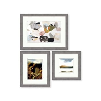 Clearwater Art Collection In A Box, King, Warm Scheme, Silver Frame, Package Of 3