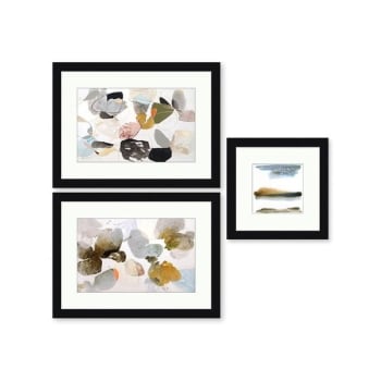 Clearwater Art Collection In A Box, Queen, Warm Scheme, Black Frame, Pack Of 3