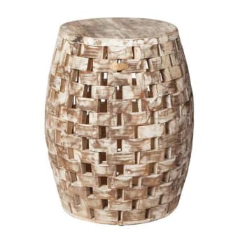 Image for Patio Sense Maya Oval Wood Outdoor Garden Stool from HD Supply