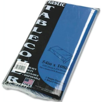 Tablemate 54 In. X 108 In. Blue Rectangular Heavyweight Plastic Tablecover (6-Pack)