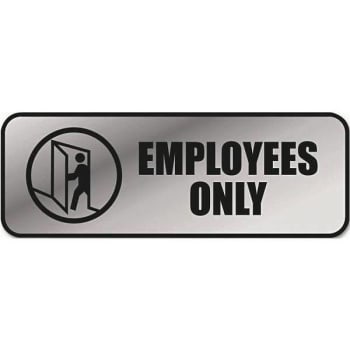 Cosco 9 In. X 3 In. Silver Brushed Metal "Employees Only" Office Sign