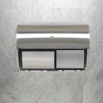 Compact Stainless Side-By-Side Double Roll Toilet Paper Dispenser