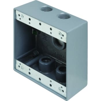 Taymac 2-Gang Metal Weatherproof Outlet Box W/ 5 Outlets (Gray)
