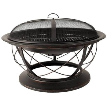 Image for Pleasant Hearth Palmetto 30 in. x 19 in. Fire Pit w/ Cooking Grid (Rubbed Bronze) from HD Supply