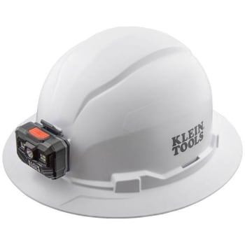 Image for Klein Tools Hard Hat, Non-Vented, Full Brim With Rechargeable Headlamp, White from HD Supply