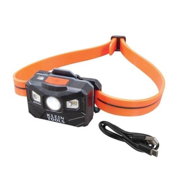 Klein Tools Rechargeable Headlamp With Silicone Strap, 400 Lumens