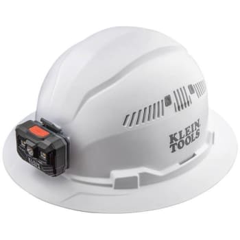 Image for Klein Tools Hard Hat, Vented, Full Brim With Rechargeable Headlamp, White from HD Supply
