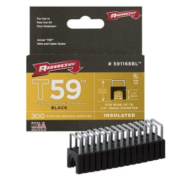 Arrow T59 1/4" X 1/4" Staple, Steel, Black Insulated, Package Of 300