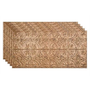Fasade 2'x4' Traditional #2 Glue Up Ceiling Panel, Cracked Copper, Package Of 5