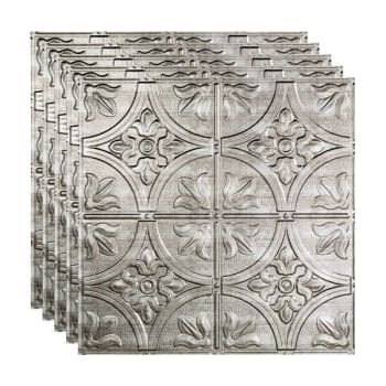 Fasade 2'x2' Traditional #2 Lay Ceiling Panel, Crosshatch Silver, Package Of 5
