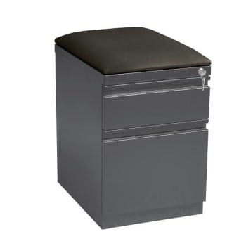 Image for Hirsh 20" Deep Letter Width Mobile Pedestal File Cabinet 2 Drawer Box-File With Seat Cushion, For Home And Office, Charcoal / Bl from HD Supply