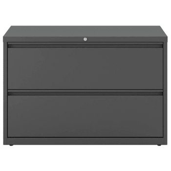 Hirsh 42" Wide 2 Drawer Metal Lateral File Cabinet For Home And Office, Holds Letter, Legal And A4 Hanging Folders, Charcoal