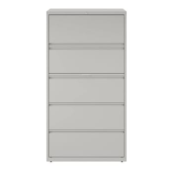 Image for Hirsh 36" Wide 5 Drawer Metal Lateral File Cabinet For Home And Office, Holds Letter, Legal And A4 Hanging Folders, Light Gray from HD Supply