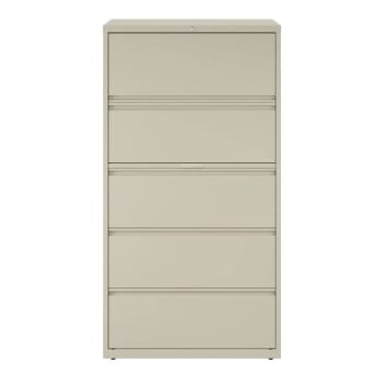 Image for Hirsh 36" Wide 5 Drawer Metal Lateral File Cabinet For Home And Office, Holds Letter, Legal And A4 Hanging Folders, Putty from HD Supply