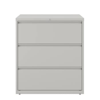 Hirsh 36" Wide 3 Drawer Metal Lateral File Cabinet For Home And Office, Holds Letter, Legal And A4 Hanging Folders, Light Gray